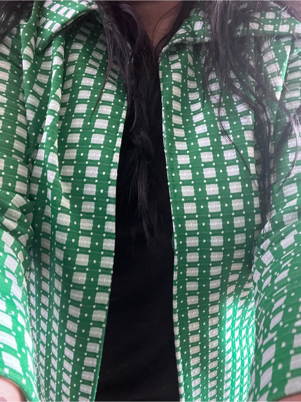 True vintage 60s/70s Green and white Two-Piece Suit with White blouse - Picture 6 of 11